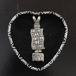 Vintage Sarda Sterling Silver Textured Woven Pendant NOS Statement Boho
